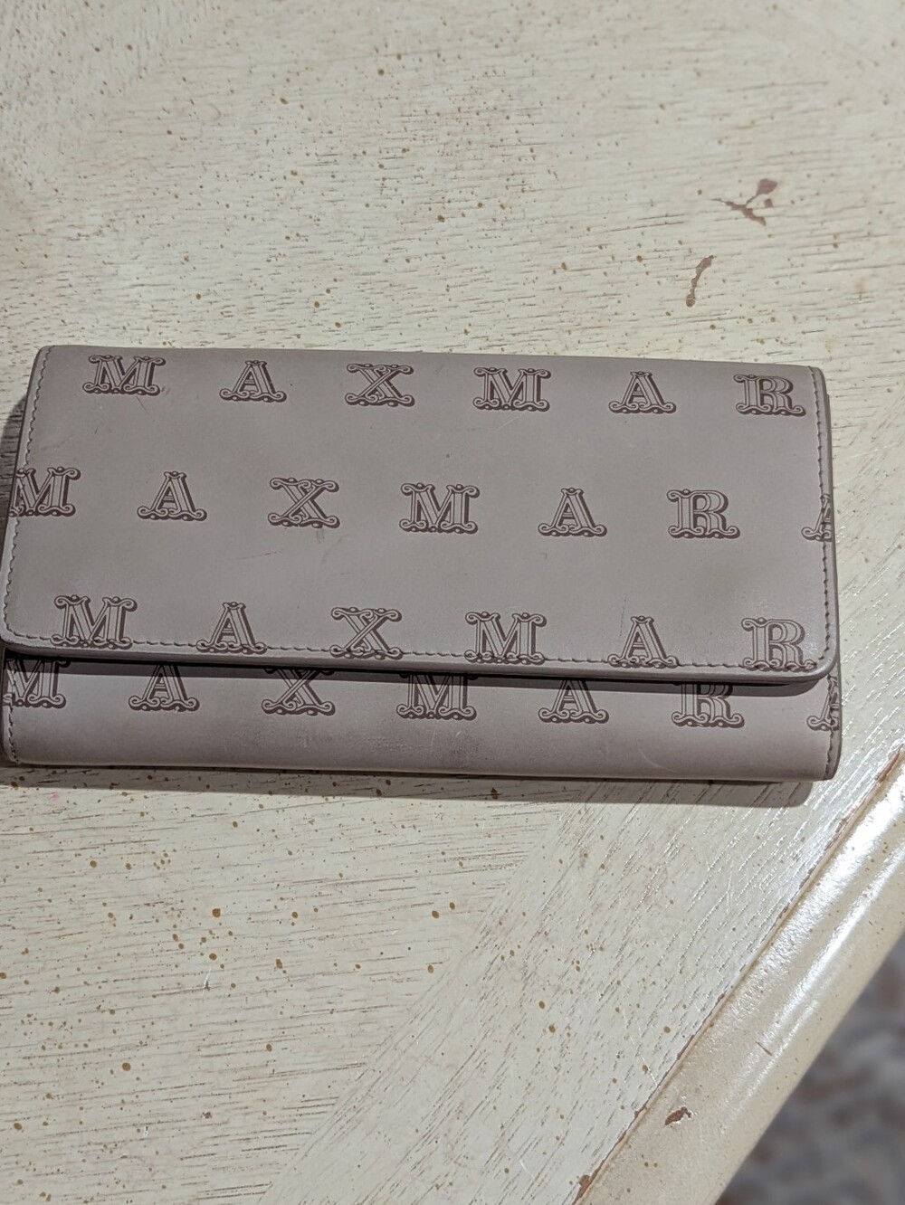 MaxMara Cream and Brown Logo Continental Wallet